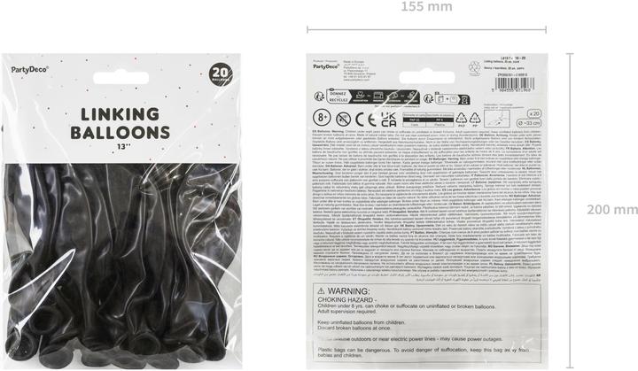Image du produit Partydeco Ballons à chaîne Linking Ballon décoratif noir 33cm, 20 pièces (1 x)