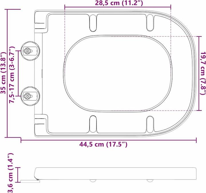 Actual product image VidaXL Toilet seat Quick Release soft-close Duroplast grey