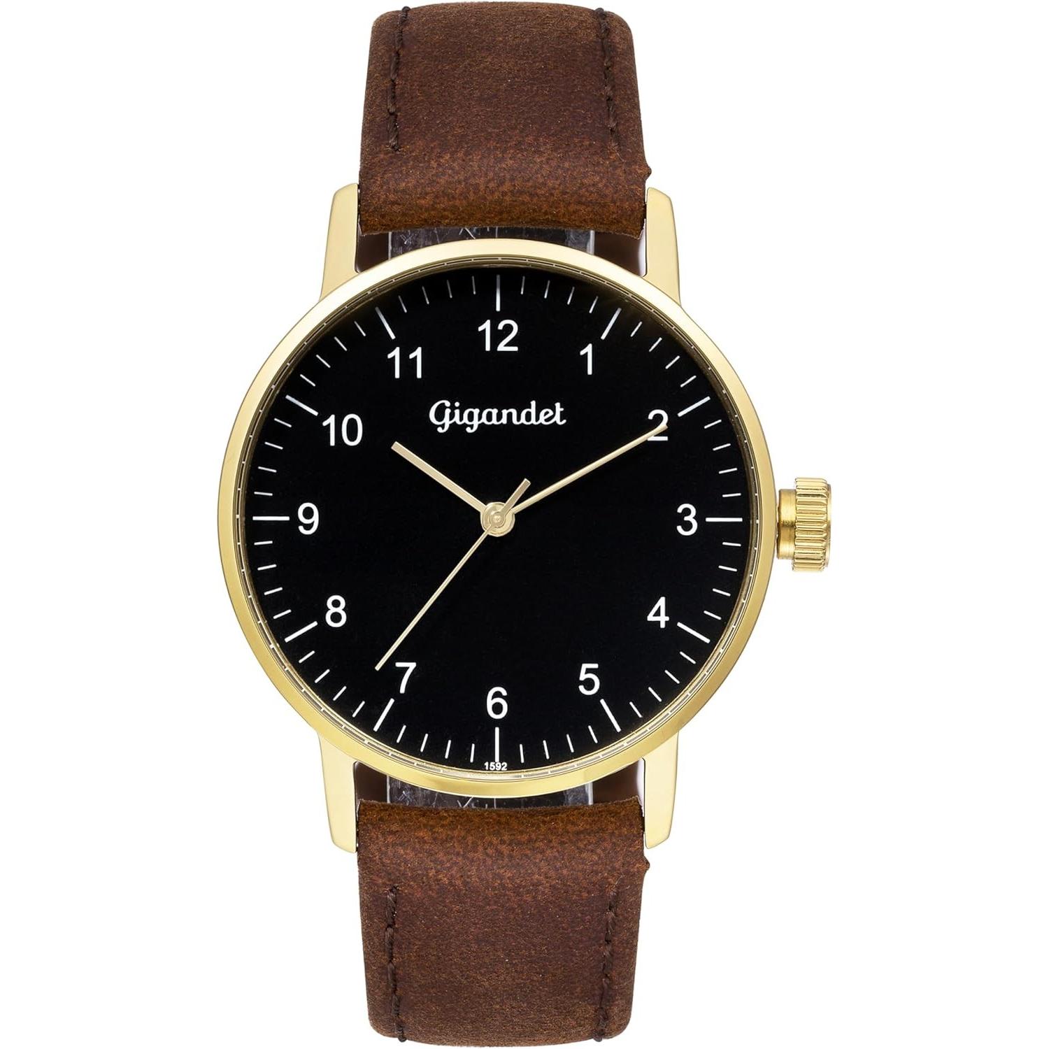 Gigandet, Orologio da polso, Dames analoog Japans kwartsuurwerk horloge met lederen armband 11VNAG27NE002 zwart, Nero, (Orologio da polso analogico)