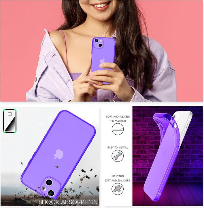 Produktbild Nalia Klar Transparente Neon Silikon Hülle (Apple iPhone 13)