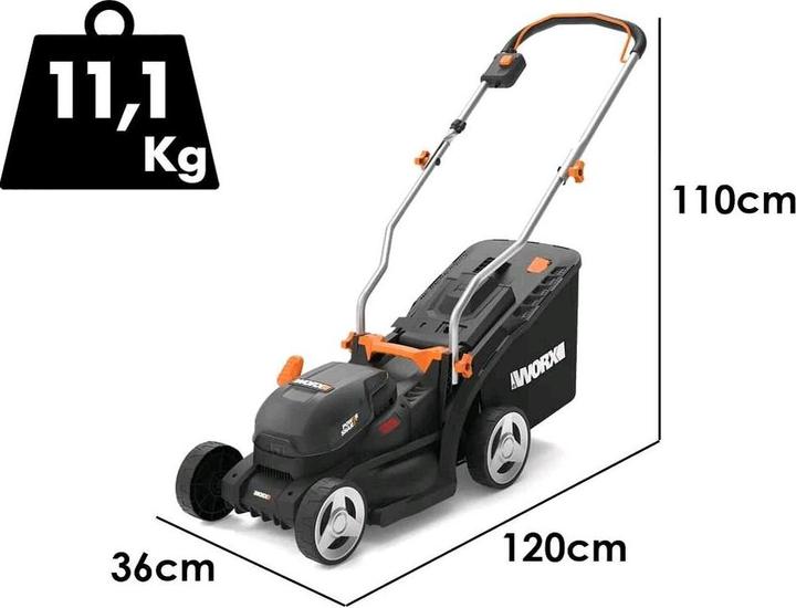 Actual product image Worx AkkuRasenmäher20 V4 Ah Schnittbreite 33 cm (Rechargeable battery operated)