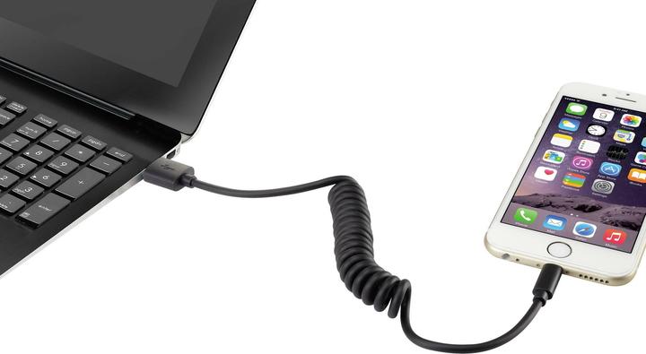 Actual product image Renkforce Apple Lightning Coil Cable for Apple iPod/iPad/iPhone (0.95 m, USB 2.0, 2.50 W)
