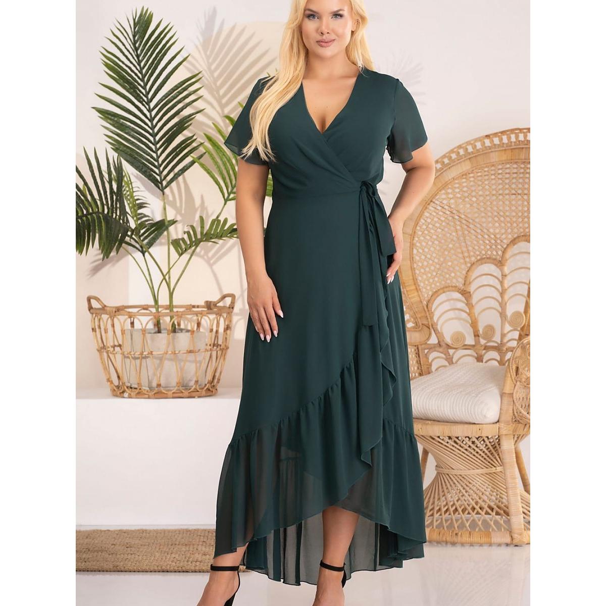Karko, Damen, Kleider, Plus-Size Kleider, Grün, (42, 43, 44)