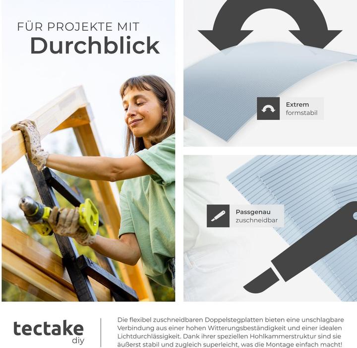 Image du produit tectake 10 plaques doubles en polycarbonate, découpables