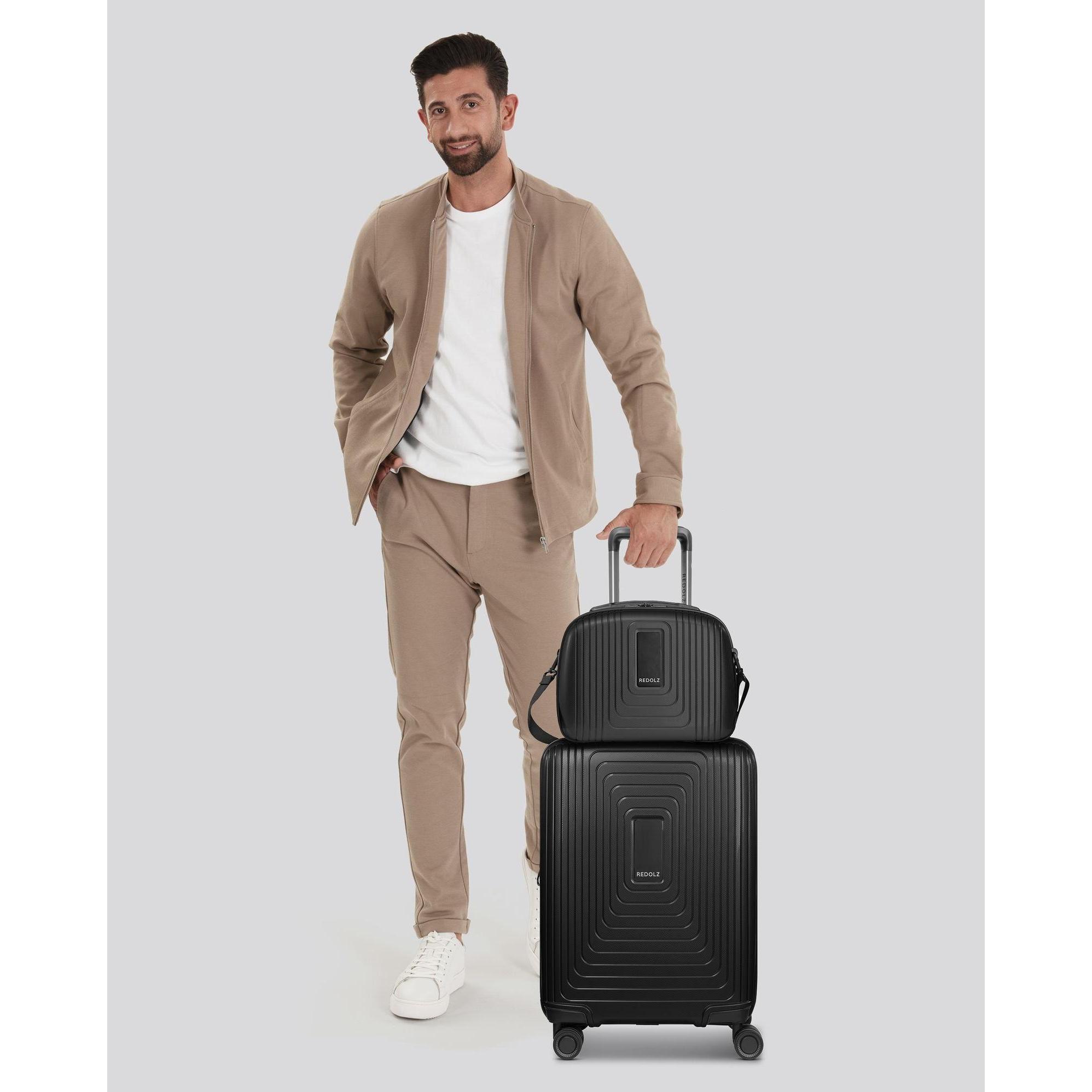 Thumbnail - Redolz, Koffer, Essentials 14 Bundle Kabinentrolley mit Dehnfalte & Beautycase 2 tlg., Schwarz, (60 l, M (50 - 90l))