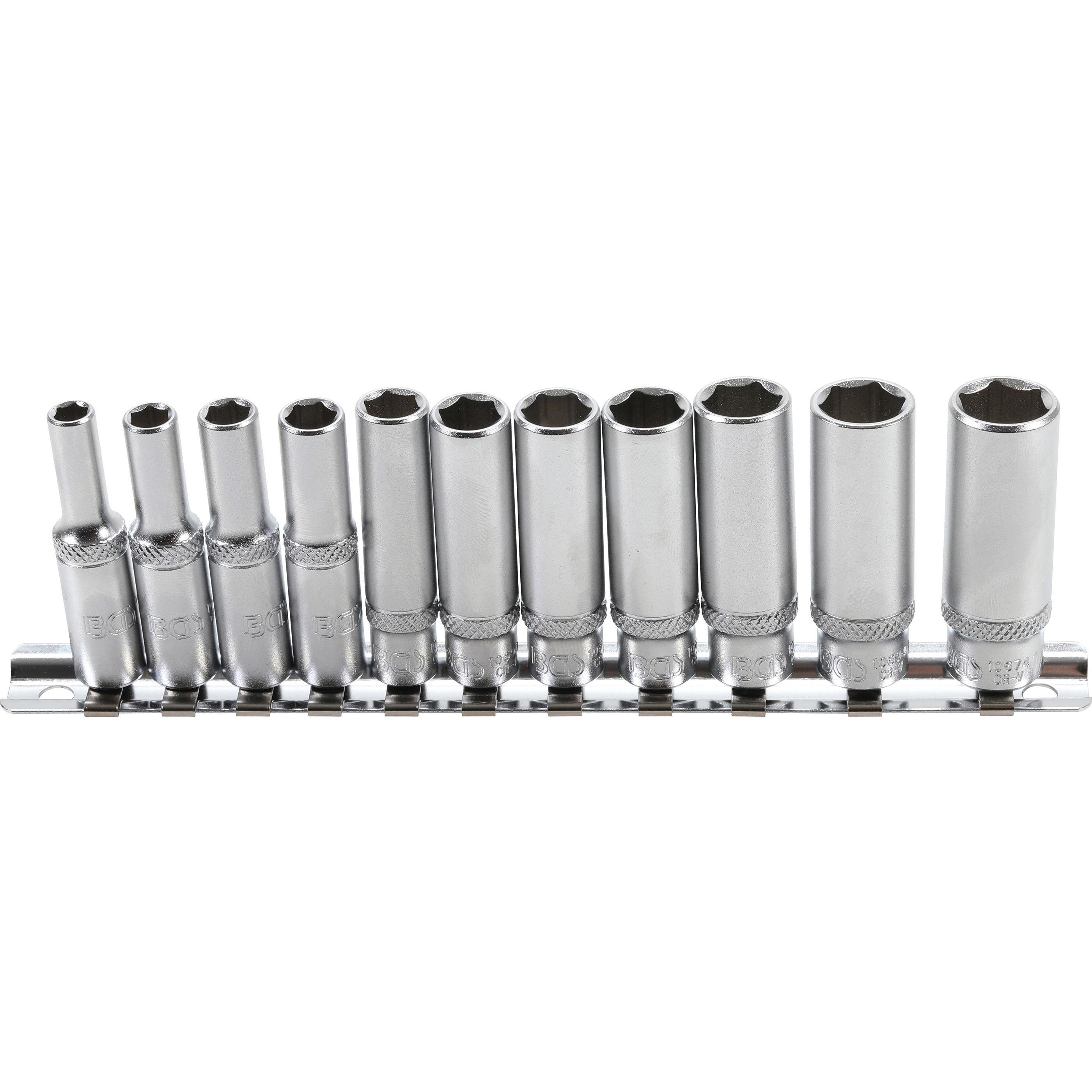 BGS, Steckschlüssel + Stecknuss, Steckschlüssel-Einsatz-Satz Sechskant, tief 6,3 mm (1/4") Zollgrössen 11-tlg. (1/4")