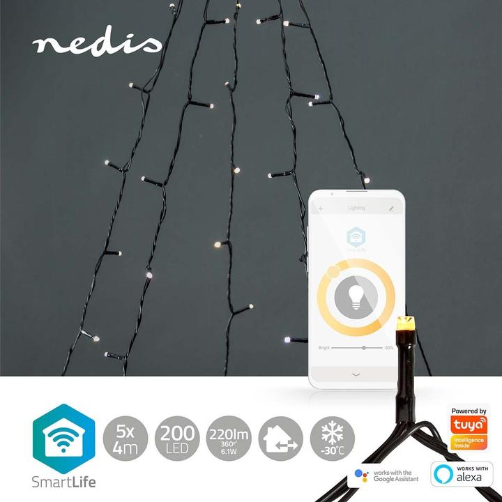 Image du produit Nedis SmartLife LED décoratives | Wi-Fi | Blanc chaud | 200 LED | 5 x 4 m | Android™ / IOS (Blanc chaud, Extérieur, Intérieur)