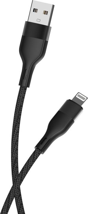 Actual product image Maxlife MXUC-07 cable USB - Lightning 1,0 m 2,4A black nylon (1 m, 12 W)