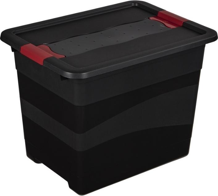 Produktbild OKT Aufbewahrungsbox "Box Solido", 24 Liter, graphite/rot mit Deckel, Deckel mit Schiebeverschluss (24 l)