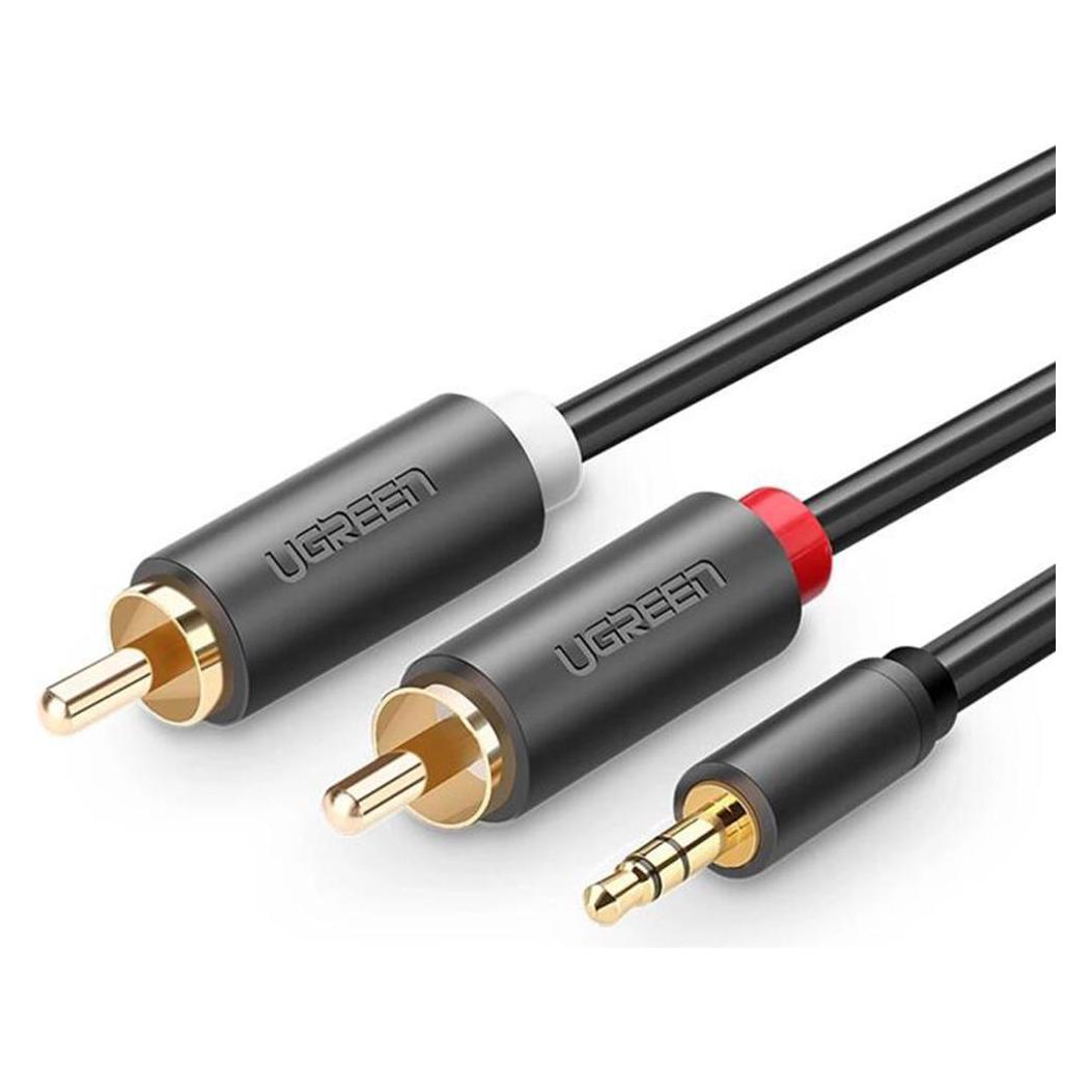 Ugreen AV102 2x Rca Cable (Cinch) Jack 3.5 Mm 1.5m (black) (1.50 m, Aux Kabel, Cinch Kabel), Audiokabel
