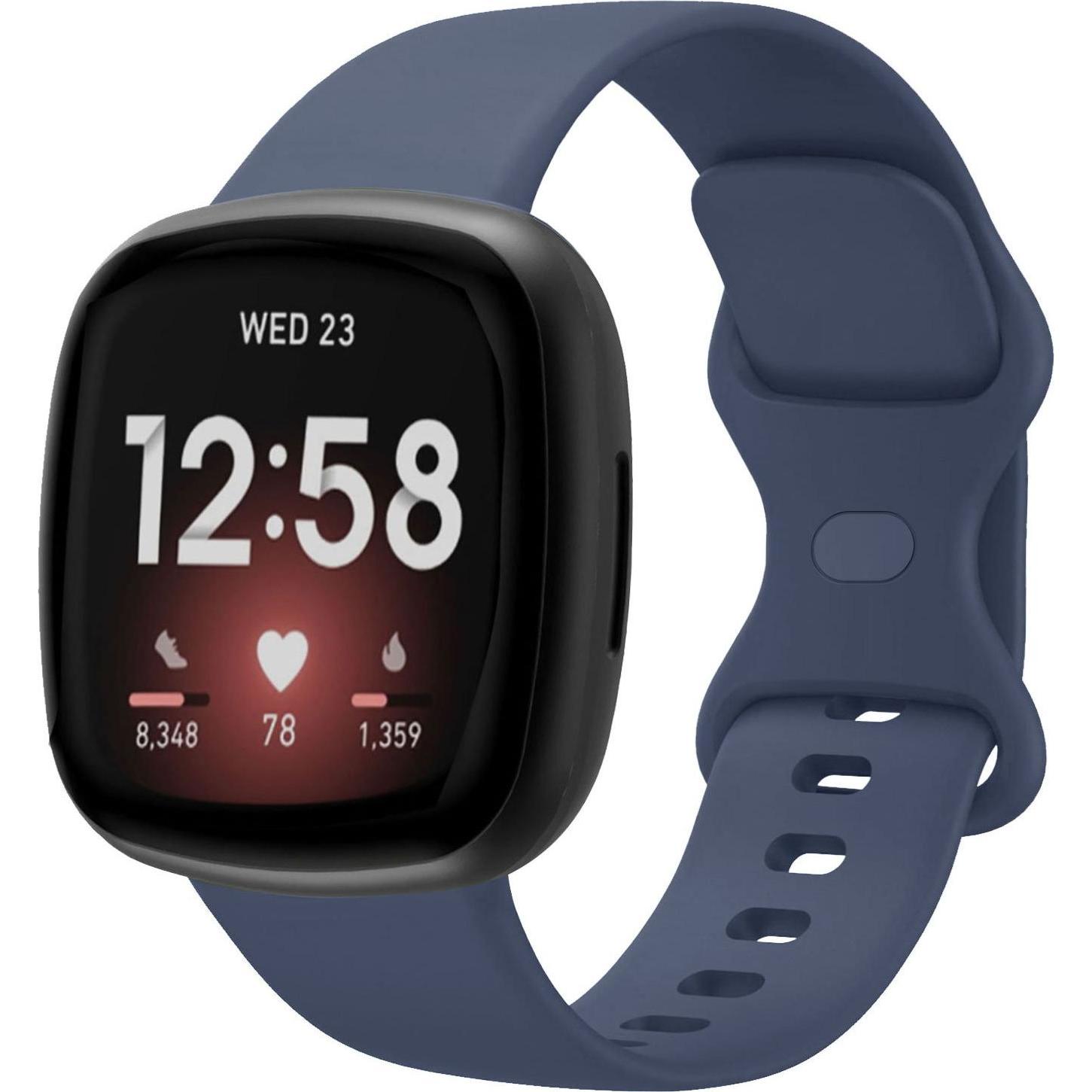 Strap-it Silikon Armband (Silikon, Versa 3), Uhrenarmband, Blau