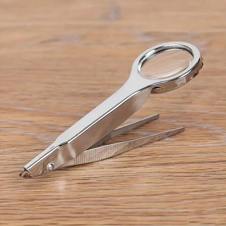Actual product image S E Multifunctional magnifier - Portable stainless steel tweezers