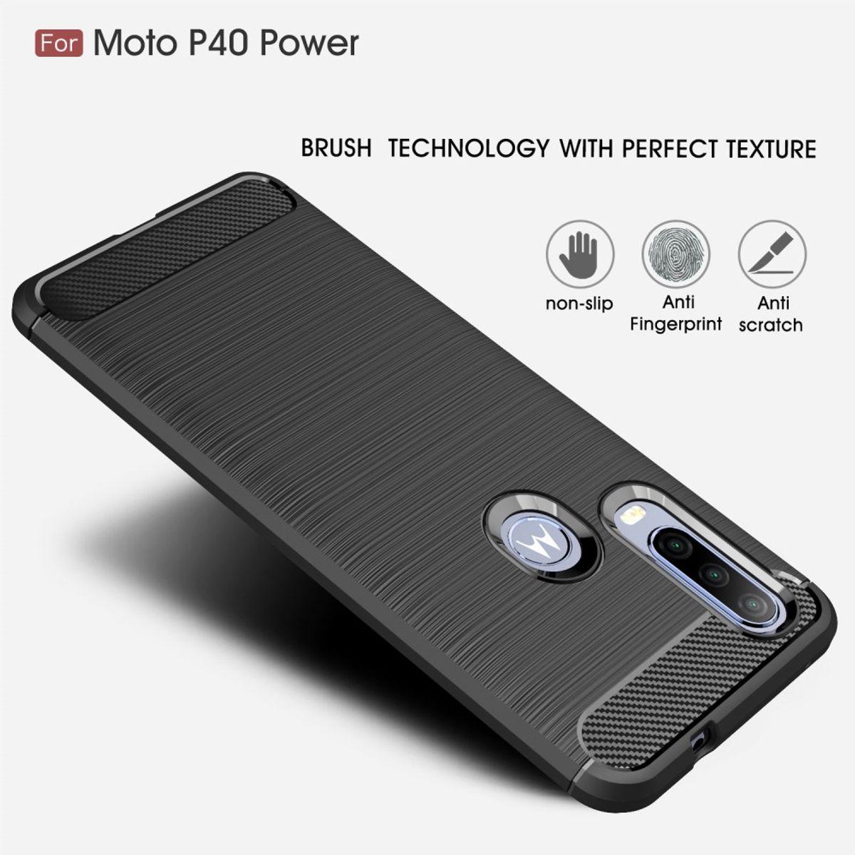 Thumbnail - König Design Hülle Handy Schutz für Motorola One Action Case Cover Bumper Carbon Optik Grau (Motorola One Action), Smart...