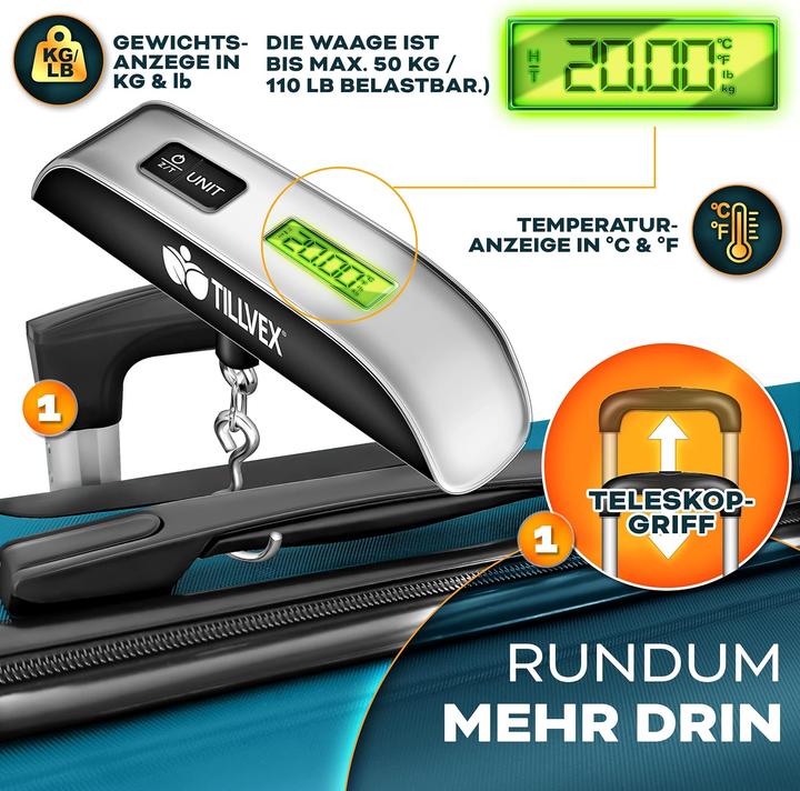 Actual product image Tillvex Reisekoffer-Set mit TSA-Schloss & Zubehör (3-tlg.)