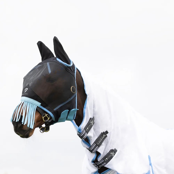 Immagine prodotto Hy Maglia a Rete Mezza Maschera da Cavallo con Frecchie e Frange