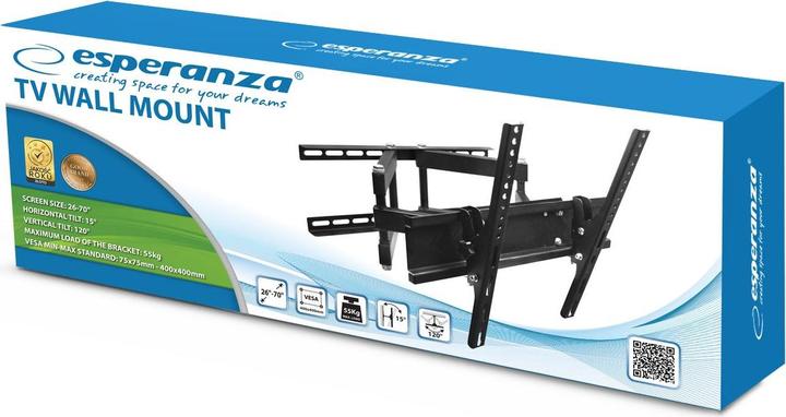 Produktbild Esperanza ERW004 TV-Halterung 26-70" bis zu 55kg (Wand, 55 kg, 26" - 70")