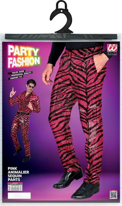 Actual product image Widmann Men's sequin trousers in zebra look black/pink (L)