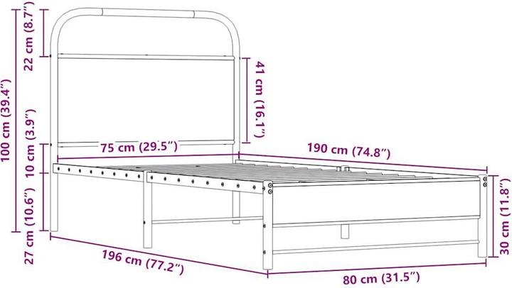 Image du produit vidaXL Bettgestell (75 x 190 cm)