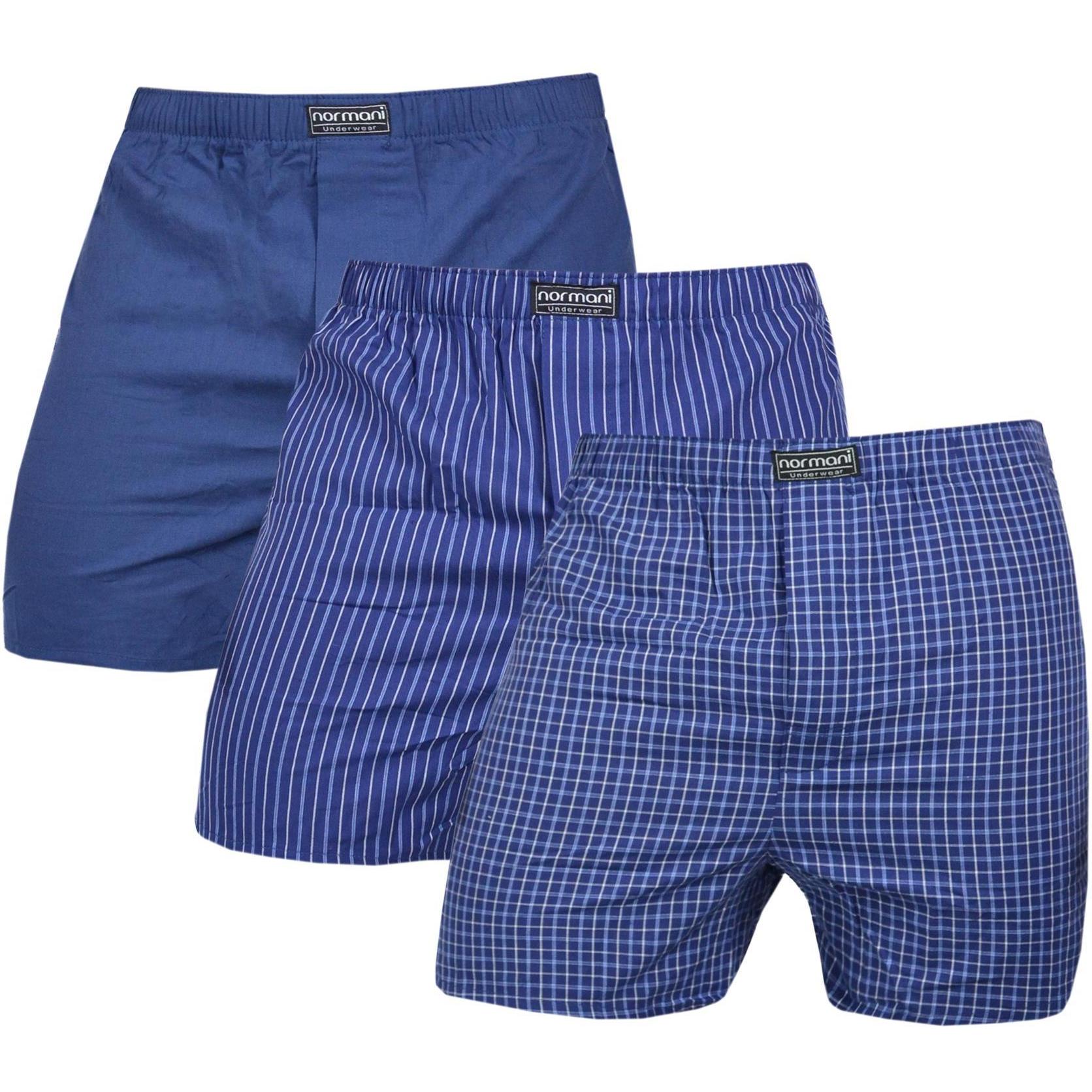Normani, Herren, Unterhosen, 3 Stück Herren Web Boxershorts, Blau, (XXL, 3er Pack)