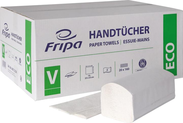 Produktbild Fripa Handtuchpapier ECO, 250 x 230 mm, V-Falz, weiss 2-lagig, aus 100% Altpapier - 1 Stück (4012104 (160 x)