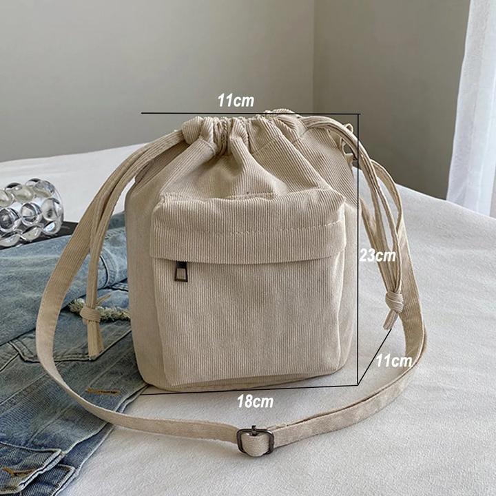 Immagine prodotto Only-Bags.Store Borsa shopping in velluto a coste con coulisse, borsa a tracolla, borsa hobo, borsa casual, grande