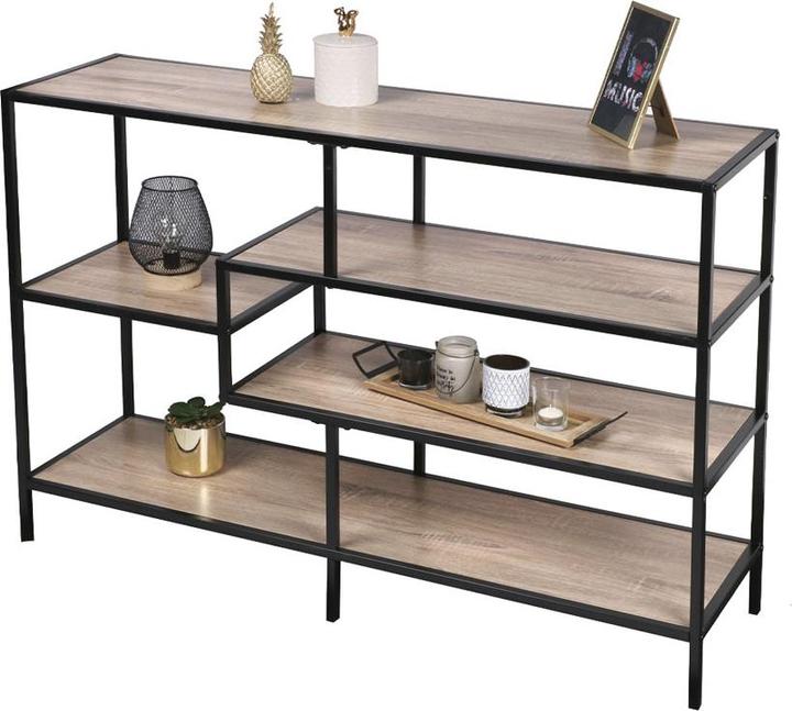 Produktbild Urban Living Regal schwarzes Metall mit Holz (114 x 33 x 76 cm)