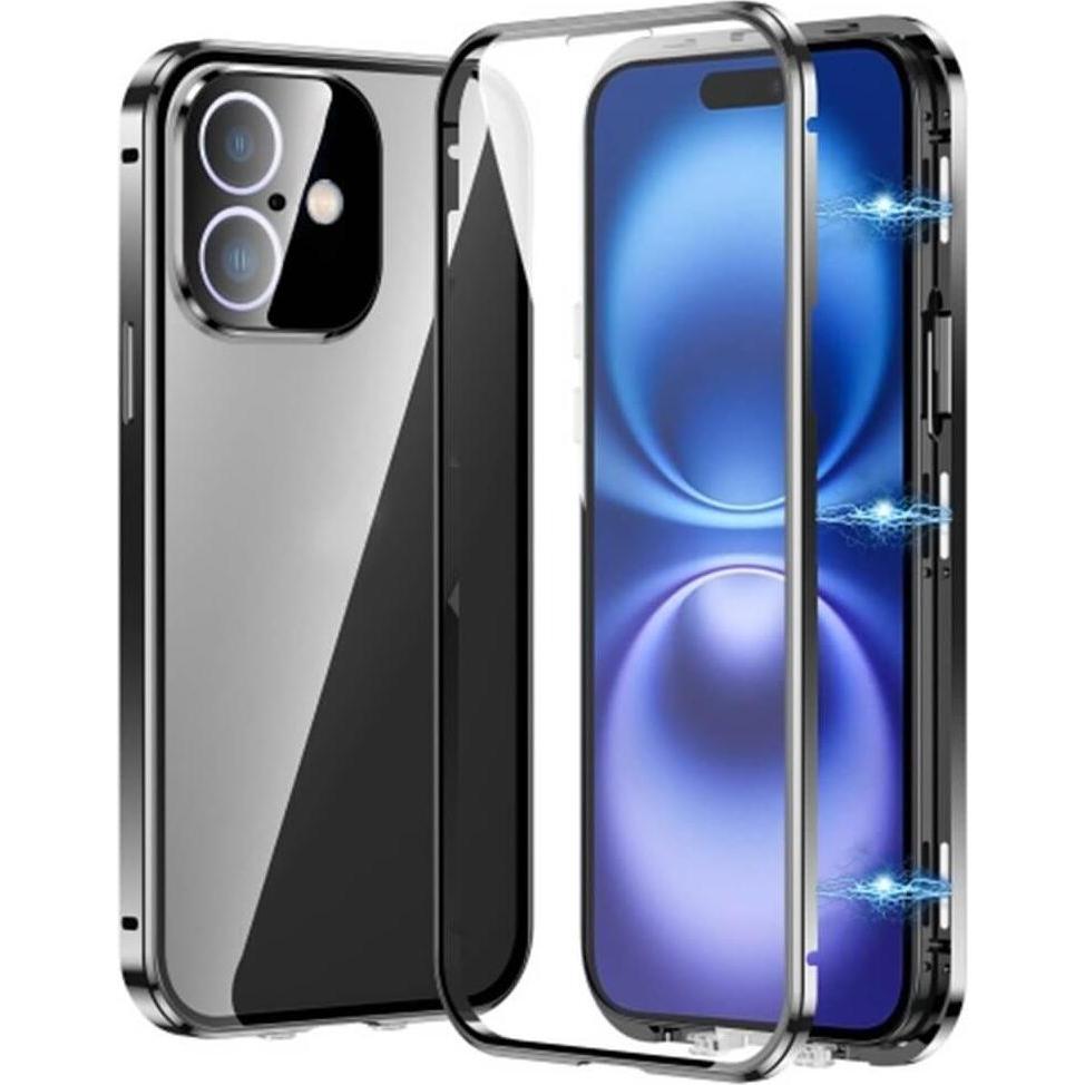 Cover-Discount iPhone 16 - Magnetische 360° Premium Schutzhülle mit Panzerglas (Apple iPhone 16), Smartphone Hülle, Schw...