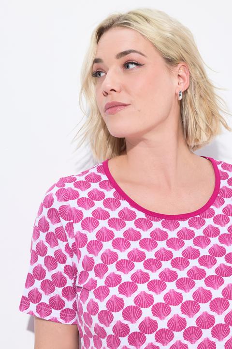 Immagine prodotto Ulla Popken Camicia da notte con conchiglie, scollo a girocollo e mezze maniche (42, 44)