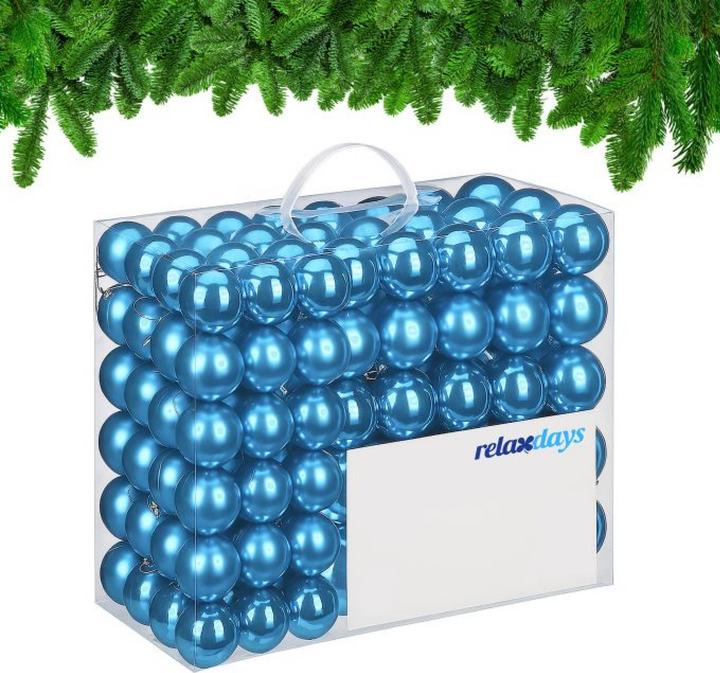Produktbild Relaxdays - Weihnachtskugeln 100er Set, Türkis/ Silber, 7 x 6 cm (100 x)