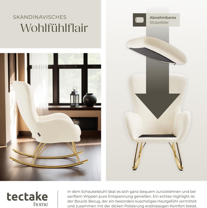 Immagine prodotto tectake sedia a dondolo Swing con pattini in acciaio e imbottitura spessa