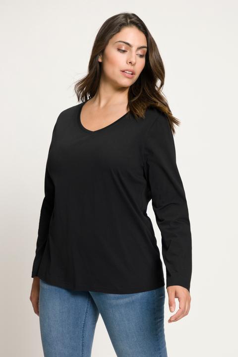 Produktbild Ulla Popken Shirt, Slim, V-Ausschnitt, Langarm (58)
