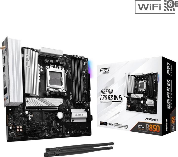 Image du produit AsRock B850M Pro RS WiFi (AM5, AMD B850, mATX)