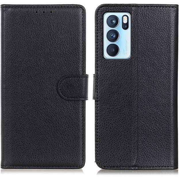 Thumbnail - MU Classic Litchi Leder Bookcover Series (Oppo Reno 6), Smartphone Hülle, Schwarz