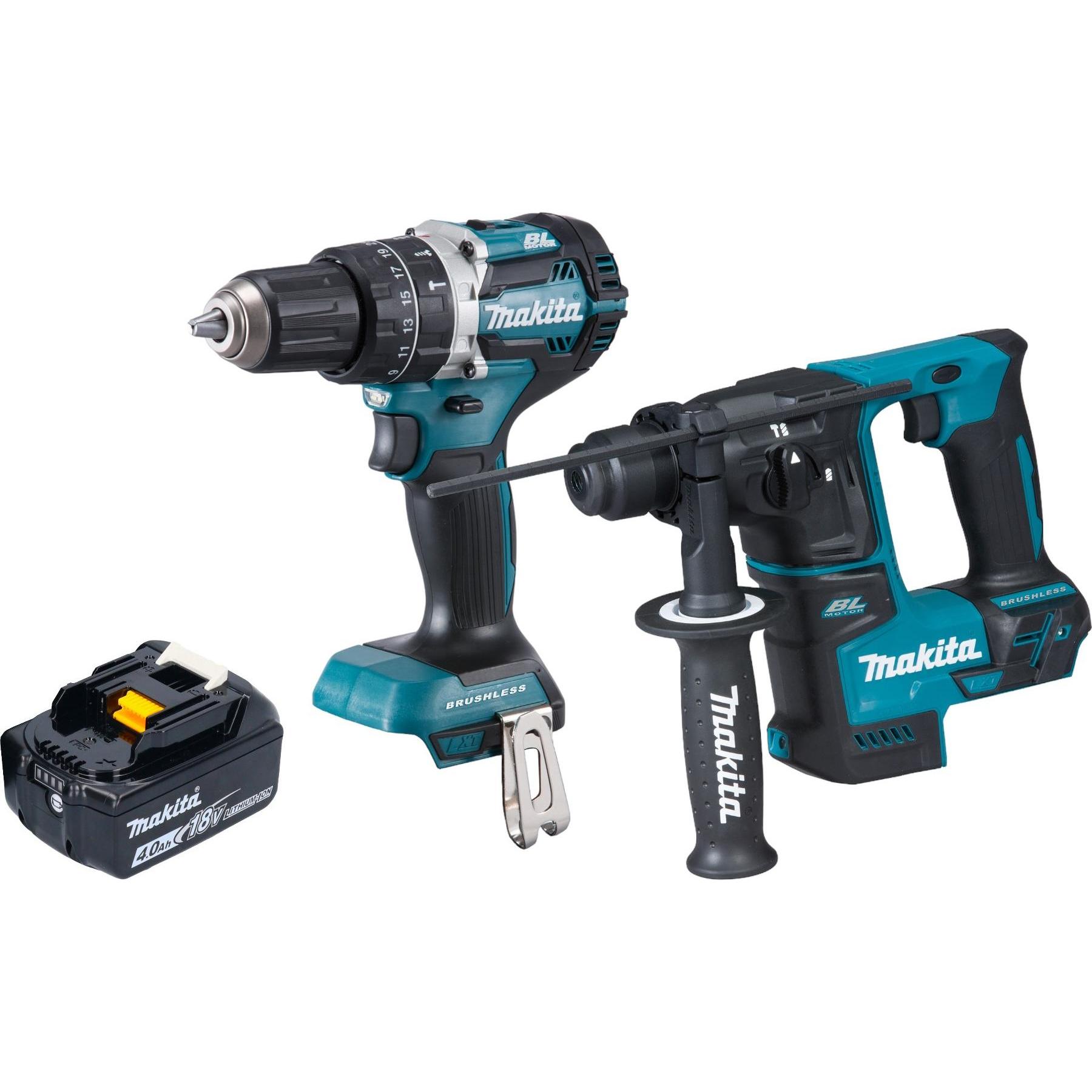 Makita, Bohrmaschine + Akkuschrauber, DLX 2278 M1 Akku Kombo Kit + DHP 484 Schlagbohrschrauber 54 Nm + DHR 171 Bohrhamme...
