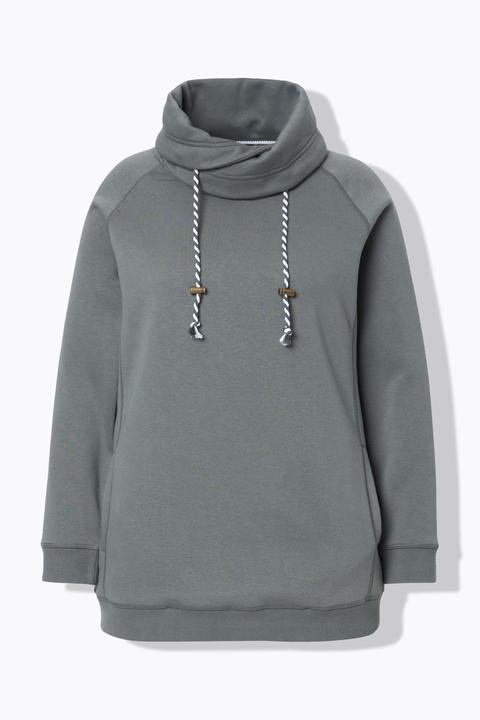 Actual product image Ulla Popken Drawstring Collar Long Sleeve Sweatshirt (60)