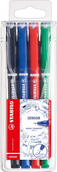 STABILO SENSOR F Finliner mit gefederter Spitzer (4x)