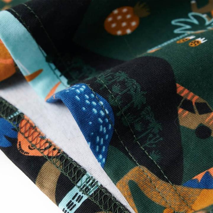 Produktbild vidaXL Kinderpyjama mit Langen Ärmeln Dunkelgrün 128,Material (128)