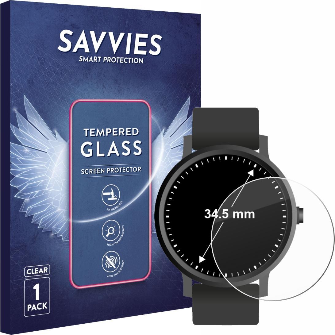 Savvies Panzerglas Hartglas Displayschutz, Smartwatch Schutzfolie, Transparent