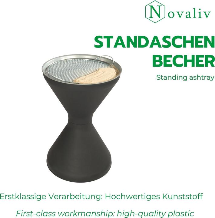 Actual product image Novaliv 3x Standaschenbecher für draussen 60cm hoch 40cm Ø inklusive 3x Beutel Sand Standaschenbecher
