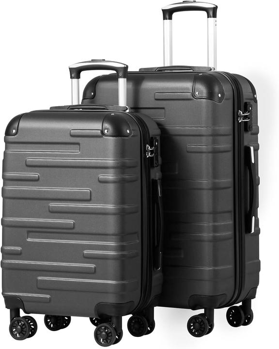 Coolife 2-teiliges Hartschalen-Reisekoffer-Set mit TSA-Schloss und 4 Rollen (60 l)