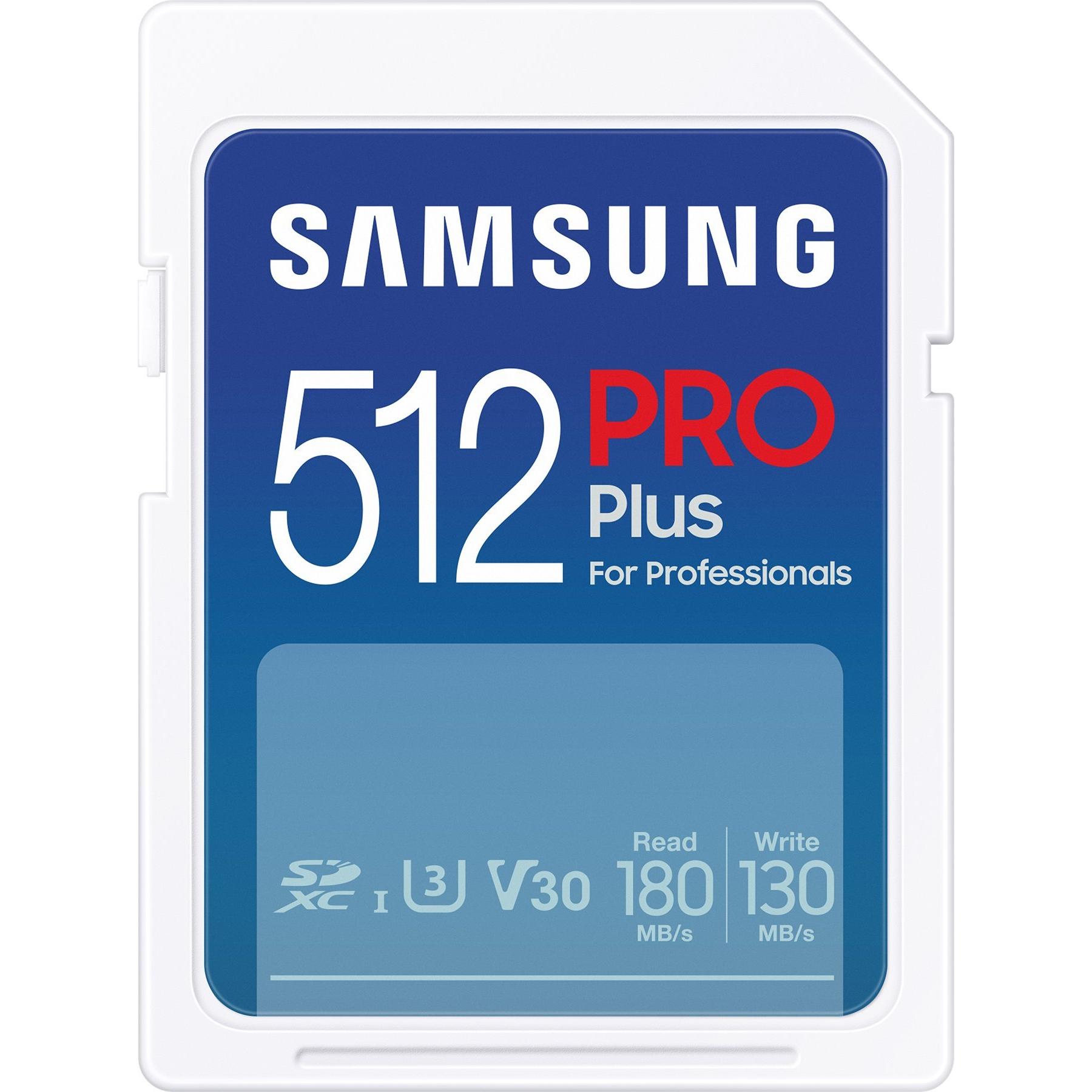 Samsung PRO Plus 512GB (512 GB, SDXC, U3, UHS-I), Speicherkarte, Weiss