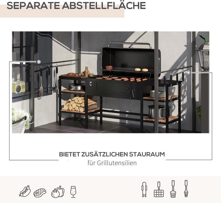 Image du produit Swisshandel24 Pavillon de barbecue, protection contre la pluie, résistant aux UV, avec crochet, acier, polyester (215 cm, 150 cm)