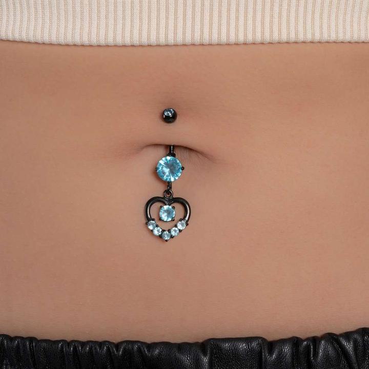 Produktbild Bijouteria Bauchpiercing (Chirurgenstahl 316L, Kristall, PVD Beschichtung (schwarz))