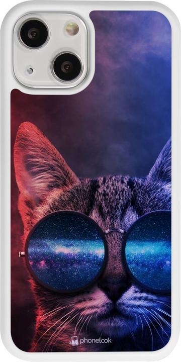 Image du produit PhoneLook Coque Silicone rigide blanc Red Blue Cat Glasses (Apple iPhone 13 mini)