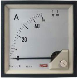 Rs Pro Amperemeter 10 (Input) A, 100 (Scle) A, 50/5 (CT) A AC Dreheisen, 92mm x 92mm T. 54 (<30 A) m, Automatisierung