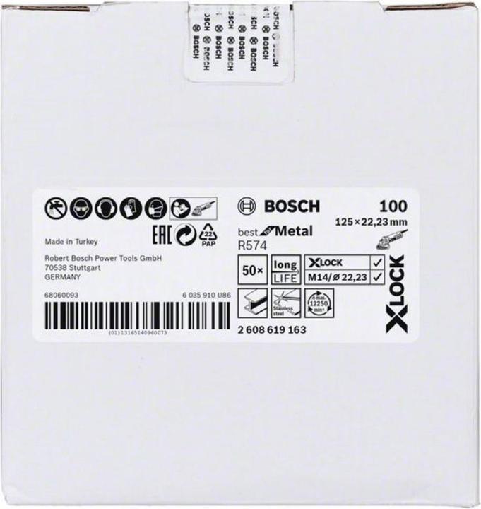 Image du produit Bosch Professional Zubehör PRO R574 Disque fibre X-Lock, 125 mm, G100 (100)
