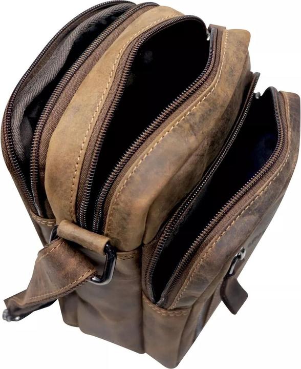 Actual product image Greenwood Herrentasche Echtleder 12 Zoll Nili Vintage Look Khaki No.12