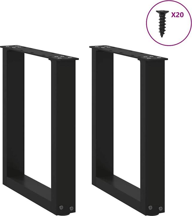 Actual product image vidaXL Coffee table legs U-shape 2 pcs. black 38x(42-43) cm steel table leg