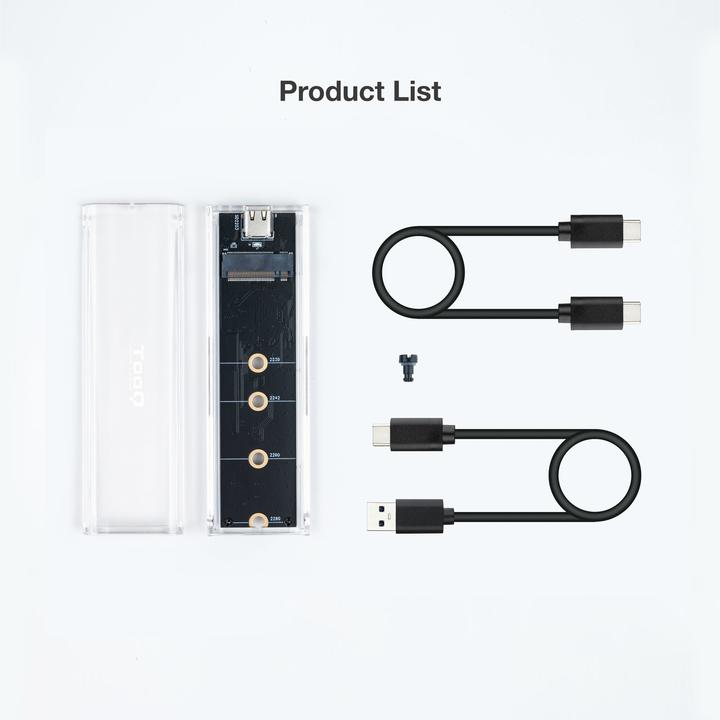 Actual product image Tooq Technology CAJA EXT. M.2 NGFF/NVME USB3.1 GEN2 USB-C RGB TRAN (M.2 2280)