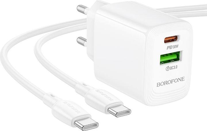 Immagine prodotto Borofone Caricabatterie da rete BN29 Fuente - USB + Tipo C - QC 3.0 PD 30W con cavo da Tipo C a Tipo C, (30 W)